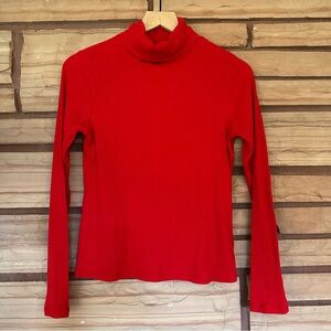 Red ribbed turtleneck